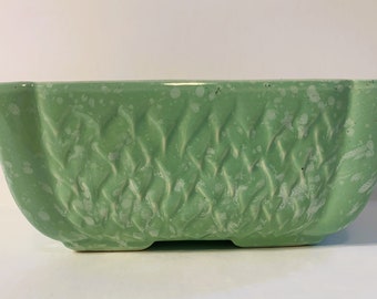 Vintage Hull Pottery Mottled Aqua Green Planter