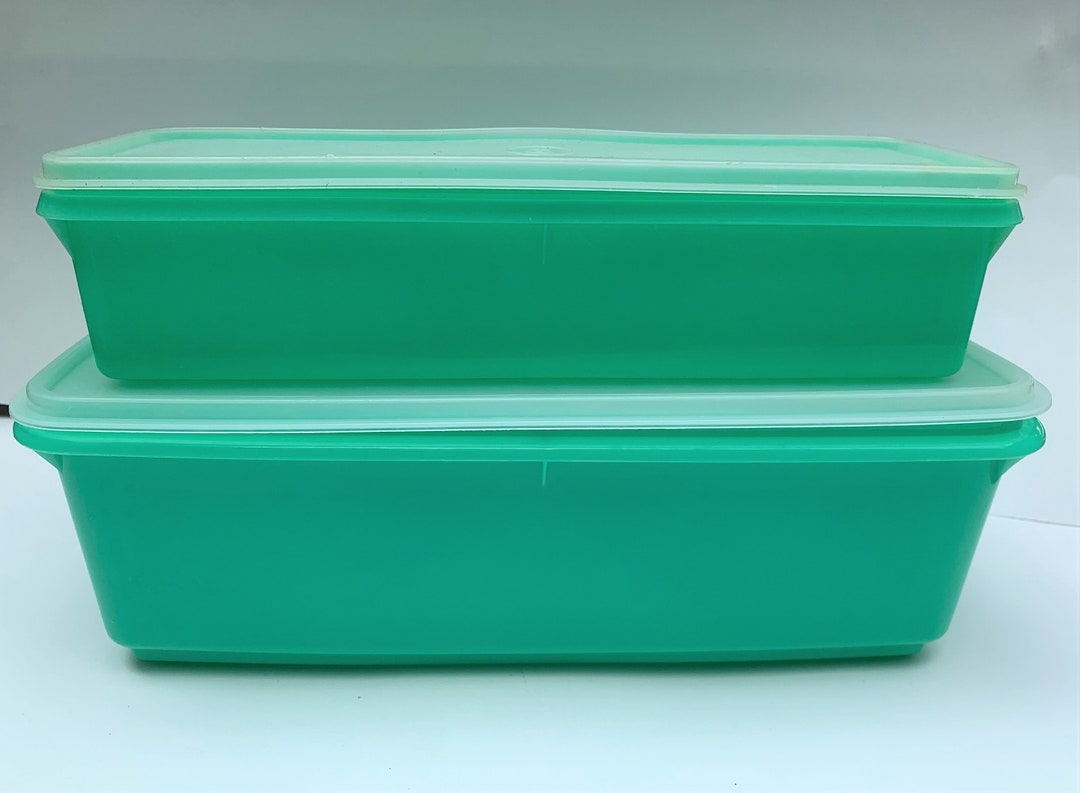 Set of Two TUPPERWARE Celery Container 7821 in Jade W/ Lid Etsy