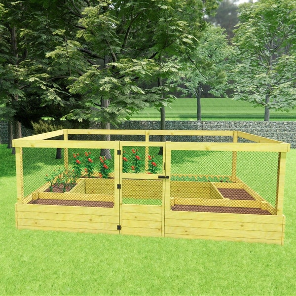 Raised Garden Bed With Deer Fence Etsy