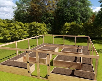 Large Raised Garden Bed with Fence Plans (24x24) (PDF Download)