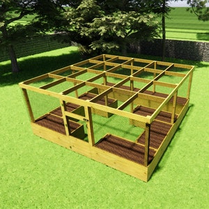 16×16 Large Raised Garden Bed With Fence Plans-Fully Enclosed Garden