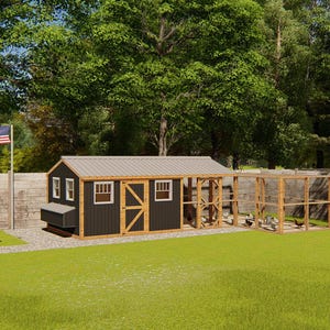 Planos de gallinero grande con corral - Plano de gallinero para 50 gallinas - Descarga instantánea