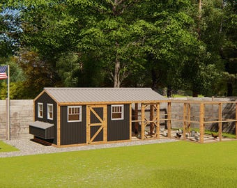 Large Chicken Coop Plans with Run-Chicken Coop Plan for 50 Chickens-Instant Download