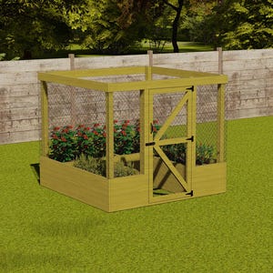 8x8 Raised Garden Bed with  Deer Fence Plans (PDF Download)