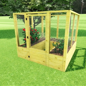 8×8 Raised Garden Bed With Fence Plans