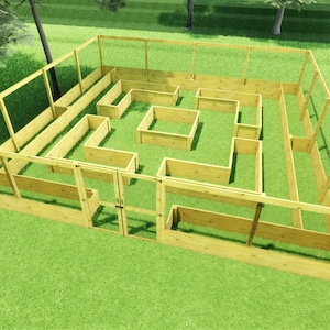 32×32 Large Raised Garden Bed With Fence Plans-Sheltered Garden