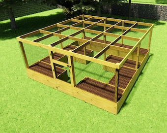 16×16 Large Raised Garden Bed With Fence Plans-Fully Enclosed Garden