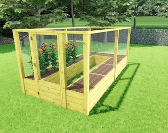 8×16 Raised Garden Bed With Fence Plan, Sheltered Garden