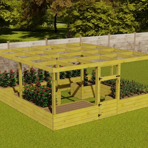 Planos de jardín elevado de 16x16 con cerca (Descargar PDF)