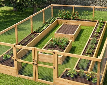16×32 Large Raised Garden Bed With Fence Plans-Sheltered Garden