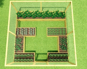 16×16 Raised Garden Bed With Fence Plans-Enclosed Garden