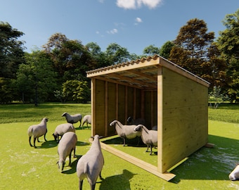 Small Animal Shelter Plan-Three sided shelter plan for pigs, goats or sheep