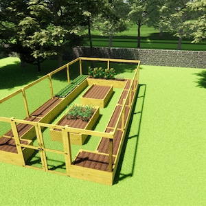 16×32 Large Raised Garden Bed With Fence Plans-Sheltered Garden