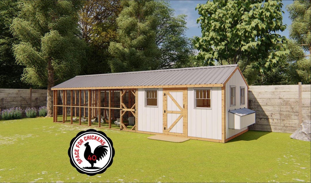 Large Chicken Coop Plans With Run: DIY Build for 40 Chickens (PDF ...