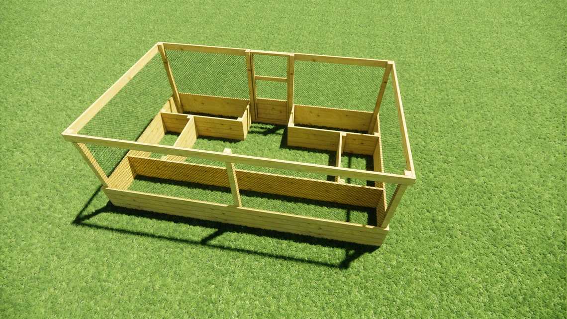Raised Garden Bed With Deer Fence Plans 1016 Etsy