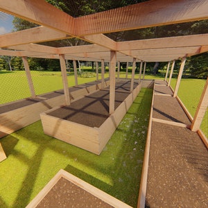 16×32 Grande canteiro elevado com cerca - Jardim totalmente fechado