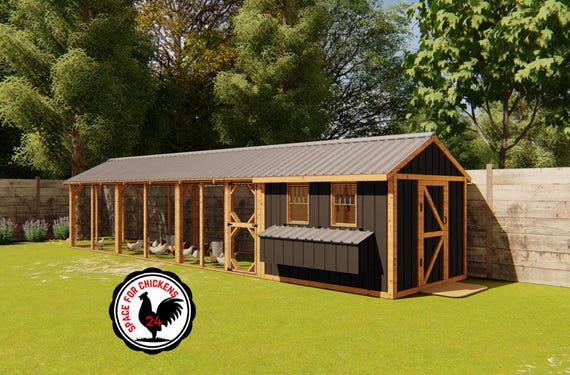 DIY Chicken Coop Plans with Run: Large Coop for 24-30 Chickens (PDF Download)