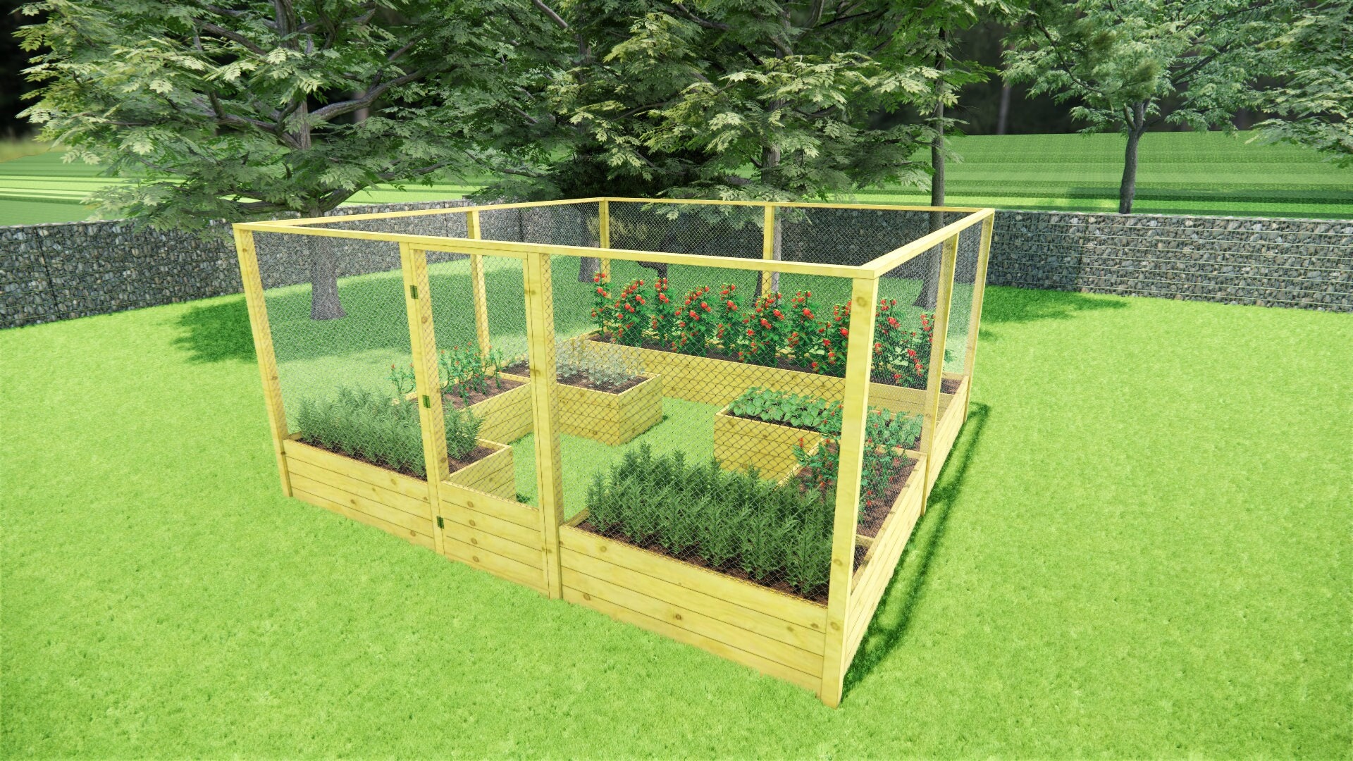 1616 Raised Garden Bed With Fence Planssheltered Garden Etsy