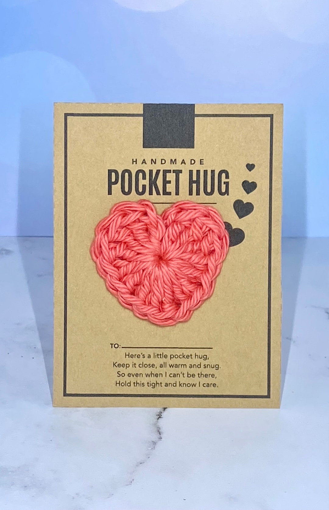 Coral Pocket Hugs Crochetfor Friendsteachercoworkerspocket Heart