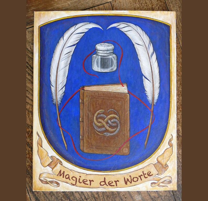 Escritor y autor, pintado a mano, original y impresión artística de la pintura, regalo para autores, lectores y fanáticos de los libros. Orig. personalisiert