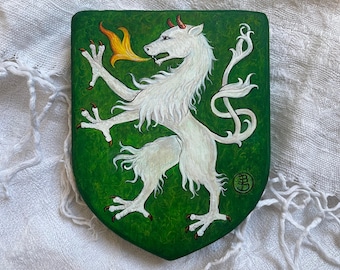 La pantera de Estiria, pintada a mano - miniatura original en madera y lámina artística de acuarela, un símbolo de culto de Austria - regalo para los estirios