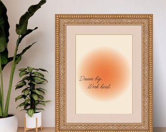 Minimalistisches Motivationsposter | Digitaler Kunstdruck | Dream Big, Work Hard | Digitaler Download | Minimalistisches Poster