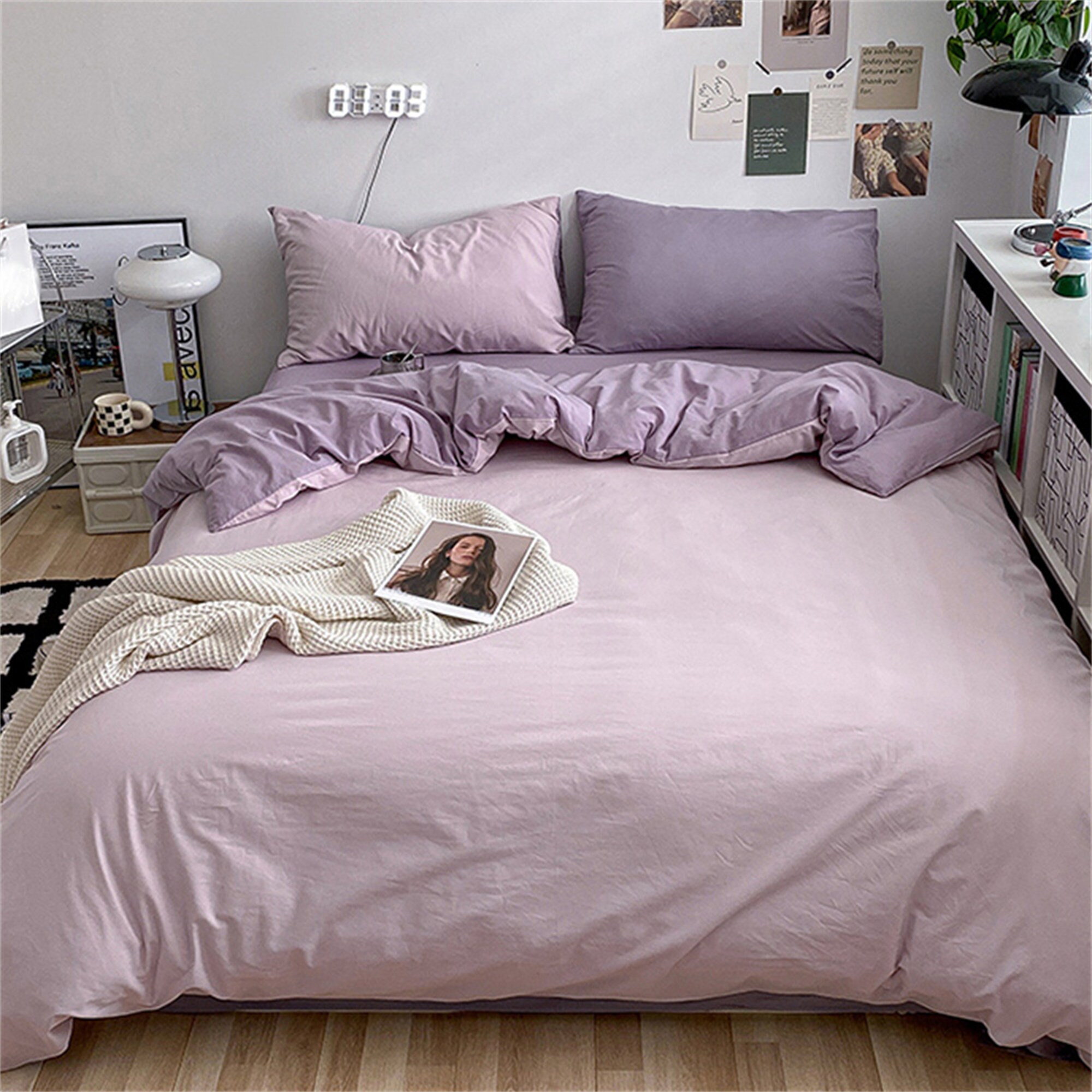 Morandi Purple Cotton Duvet Cover Set Minimalist Bedding Set Etsy