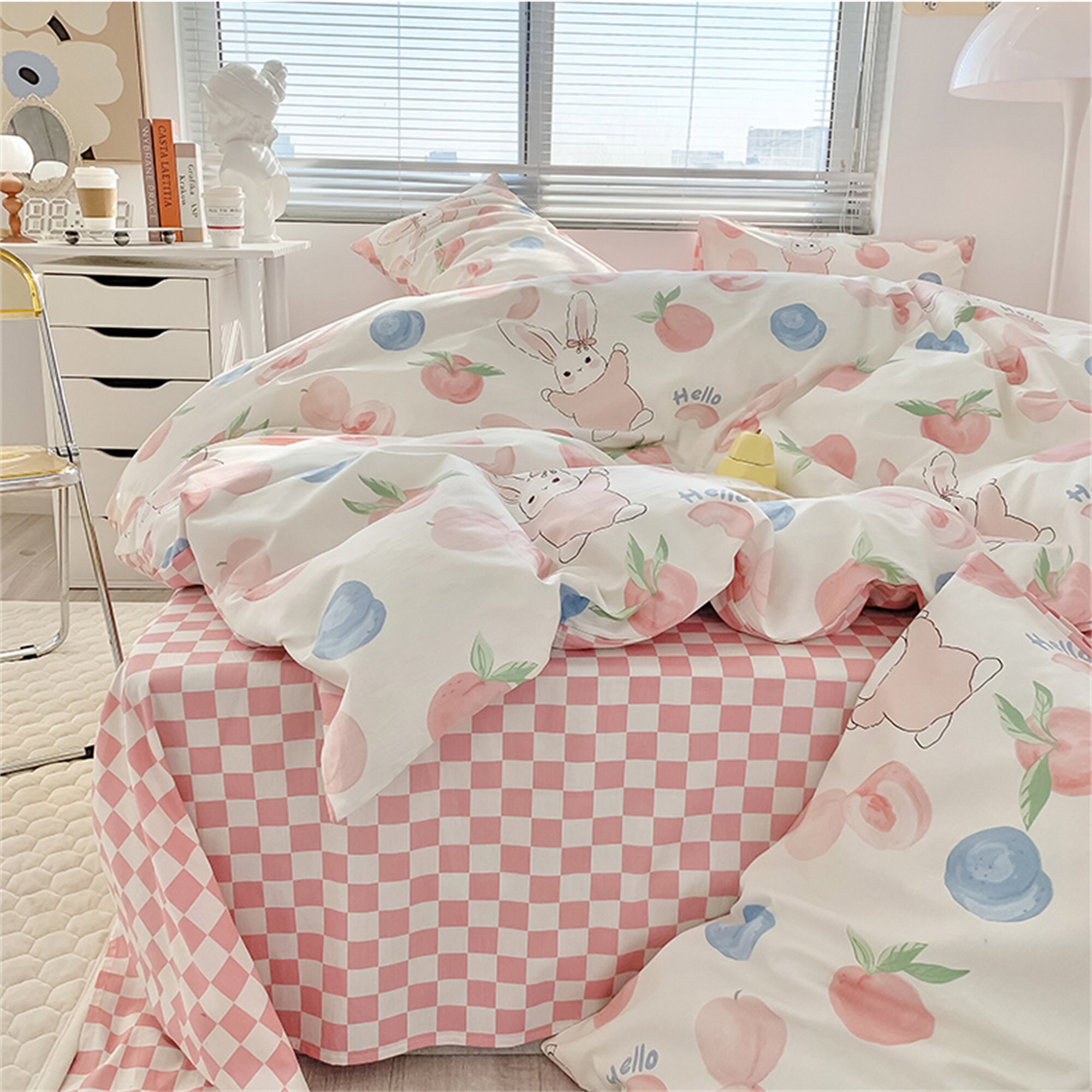 Cute Sweet Rabbit Duvet Cover Set 100 Cotton Duvet Cover Etsy