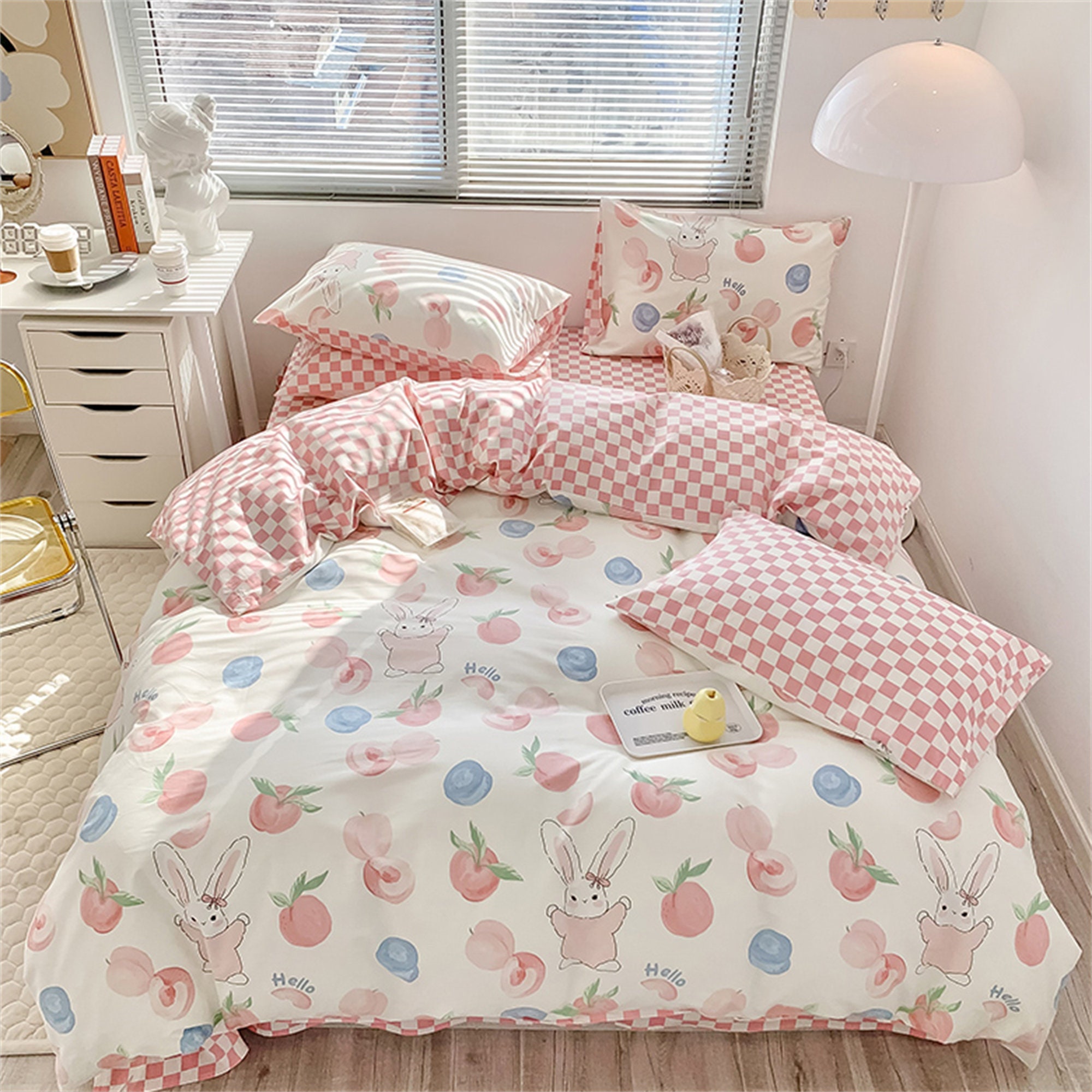 Floral Duvet Cover Cartoon Rabbit Duvet Cover Easter Bedding Set