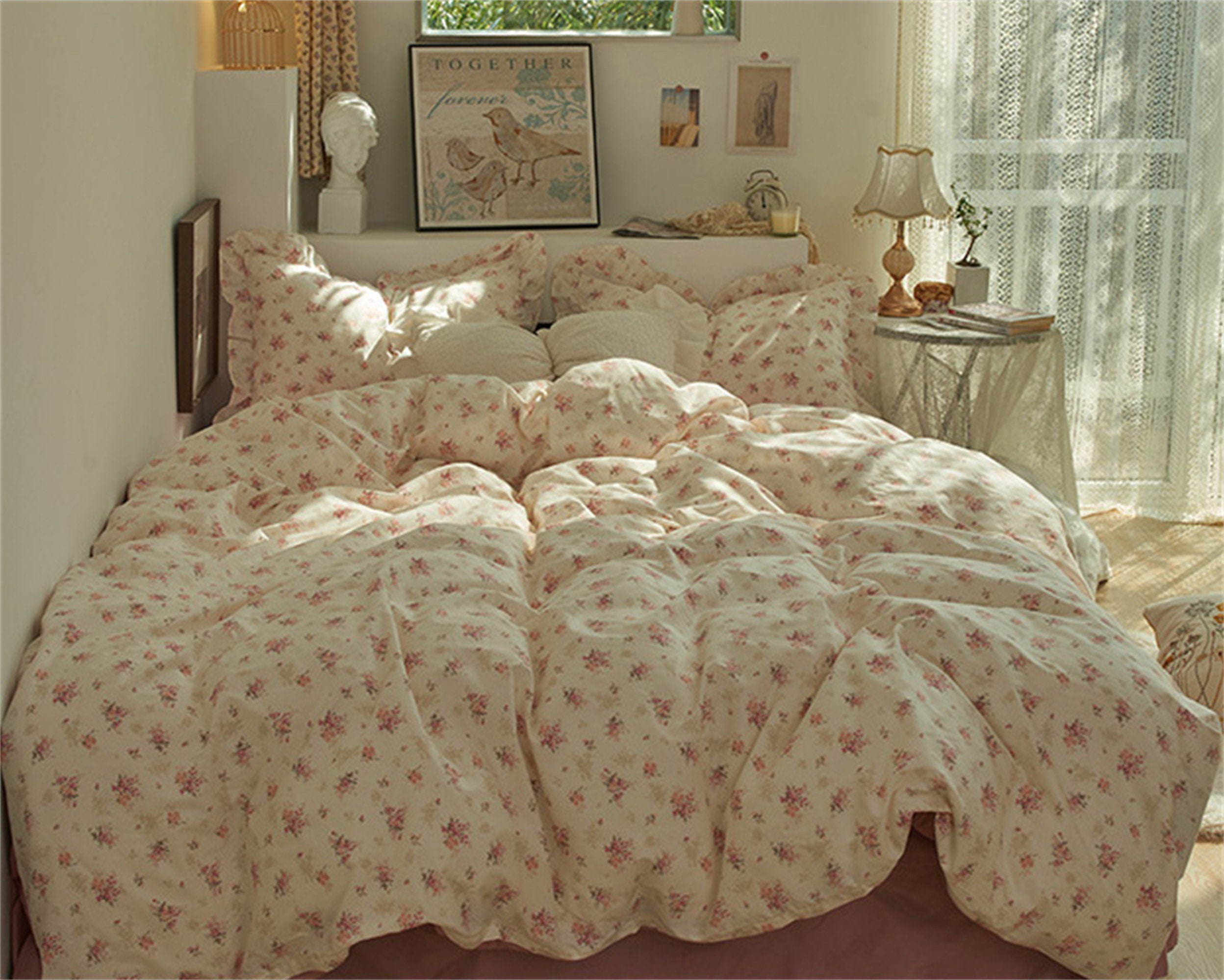 Cute Pink Floral Duvet Cover Set 100 Cotton Duvet Cover Etsy