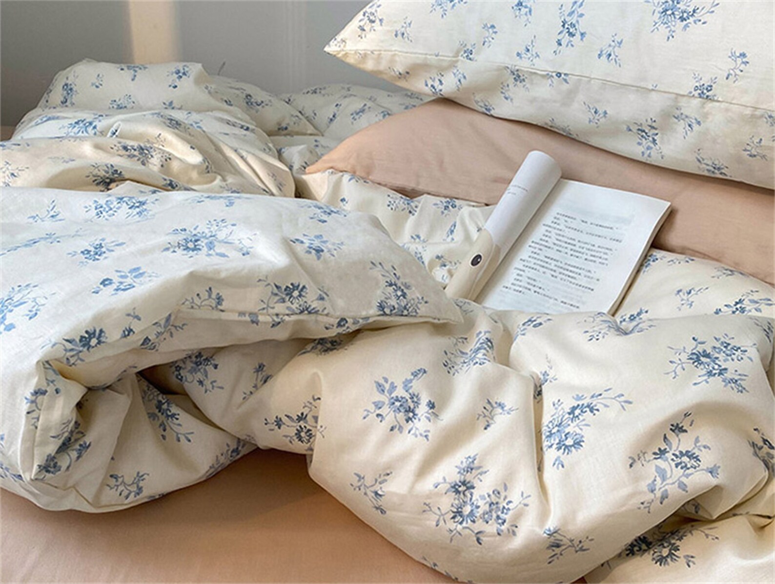 Fresh Blue Floral Duvet Cover Set 100 Cotton Duvet Cover Etsy