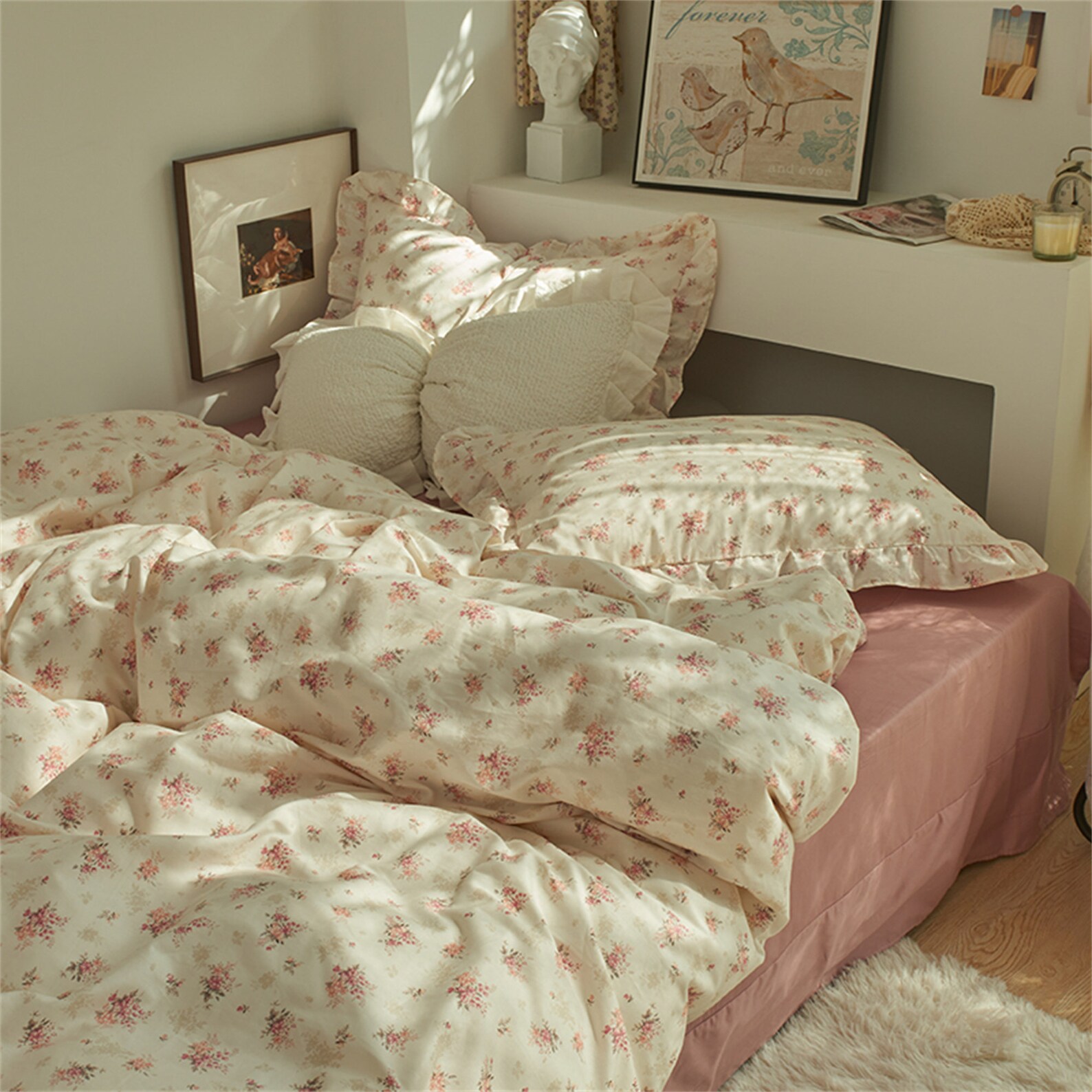 Cute Pink Floral Duvet Cover Set 100 Cotton Duvet Cover Etsy