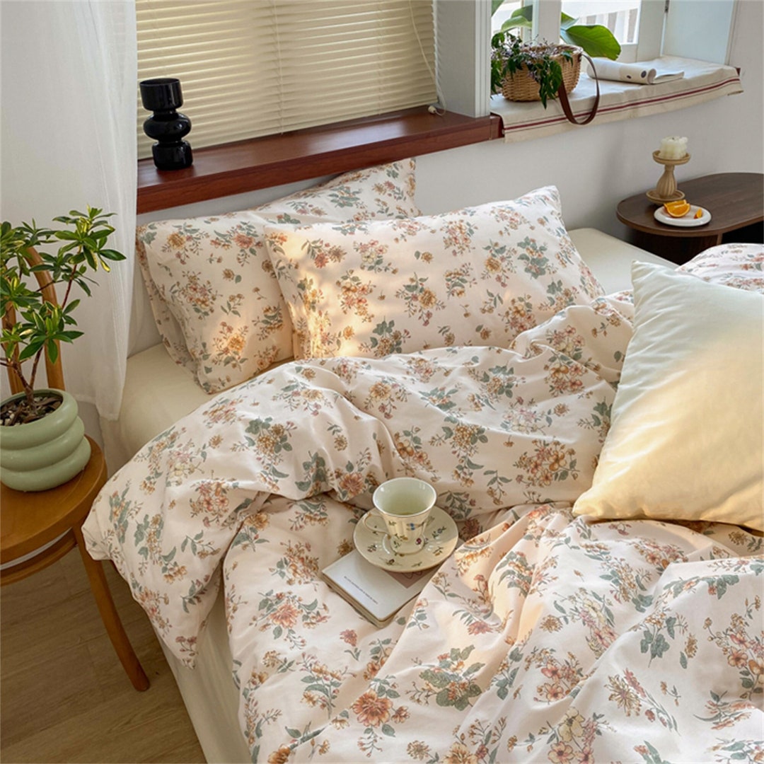 French Retro Floral Duvet Cover Set 100 Cotton Duvet Cover Etsy