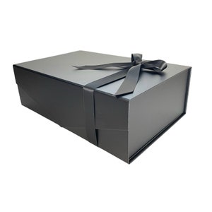 Magnetic Gift Box, Black, crinkle paper and ribbon included (17 ribbon colors), ideal for bridesmaid proposal, gift box for any occasion.