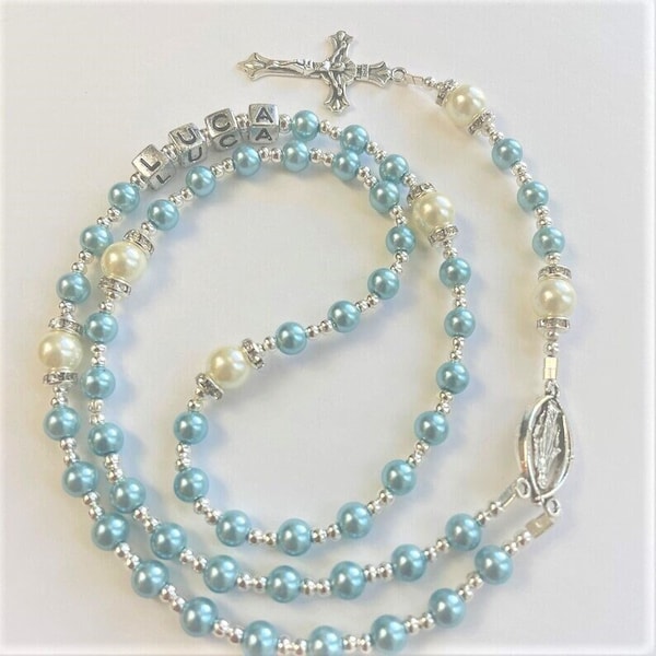 Custom Rosary For Gift, Baptism Favors For Girls And Boys, Hand Made Rosary With Name, Personalized Rosary.