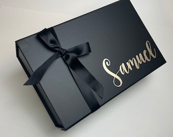 Magnetic Gift Box Empty, crinkle paper, Personalized proposal gift box, Bridesmaid box, Black rigid gift box for any occasion.