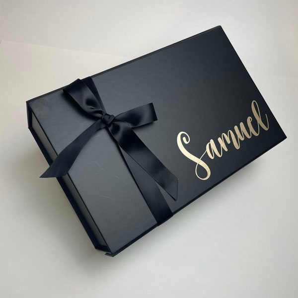 Magnetic Gift Box Empty, crinkle paper, Personalized proposal gift box, Bridesmaid box, Black rigid gift box for any occasion.