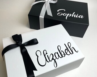 Magnetic Gift Box Empty, Personalized proposal gift box, Bridesmaid box, White rigid gift box for any occasion.
