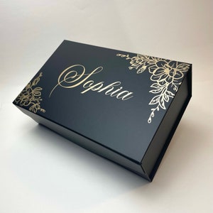 Luxury Magnetic Gift Box Empty, Personalized proposal gift box, Bridesmaid box, Birthdays, Baptisms, Black rigid box for any occasion