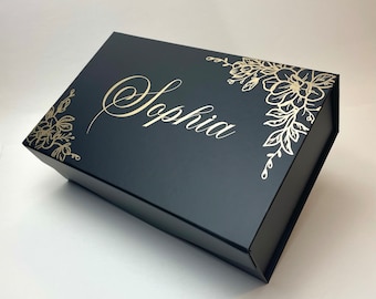 Luxury Magnetic Gift Box Empty, Personalized proposal gift box, Bridesmaid box, Birthdays, Baptisms, Black rigid box for any occasion