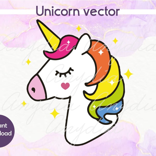 Unicorn rainbow -Unicornio colores vector Svg | Ai | Pdf | Jpg |Png-  to cut