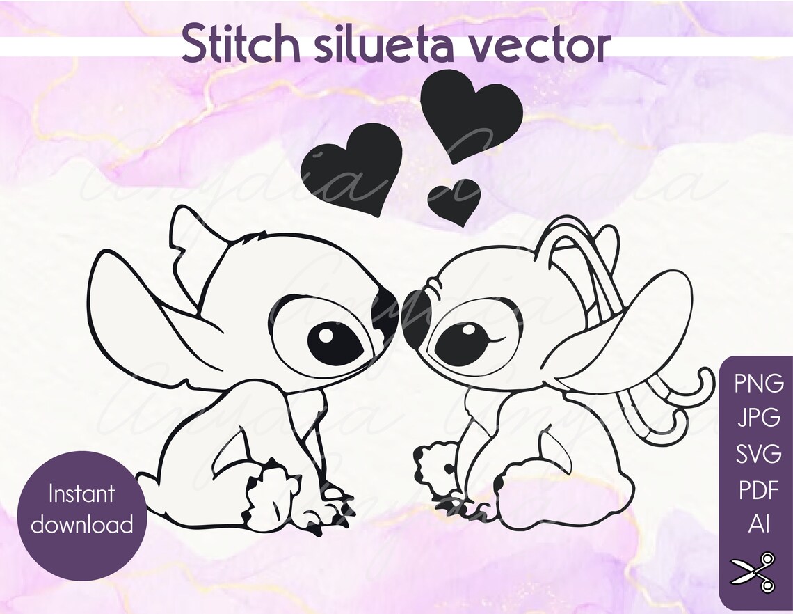 Stitch Silueta Vectorsvgpngjpgpdfai - Etsy