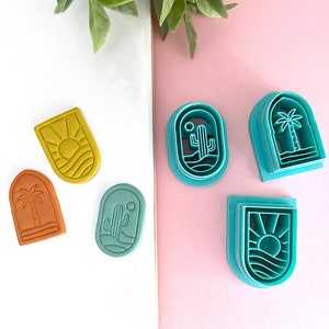 Summer Polymer Clay Cutters |  Boho Clay Cutters | Embossed Cutter | Earrings Cutters | Polymer Clay Cutters | Palm Cutter | Cactus Cutter