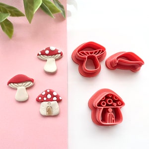 Mushroom Polymer Clay Cutters | Mushroom House Cutters | Fall Clay Cutter | Embossed Cutters | Dangle Cutter | Earring Cutter