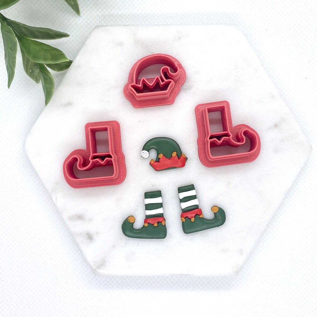 Elf Hat and Feet Cutters for Polymer Clay Elf Cutter Holiday Cutters Christmas Cutters Etsy