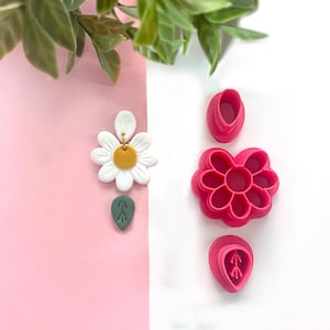 Daisy Flower Polymer Clay Cutter | Petal Cutter | Floral Shaped Clay Cutter | Embossed Cutter | Dangle Cutter | Earring Cutter | Leaf Cutter