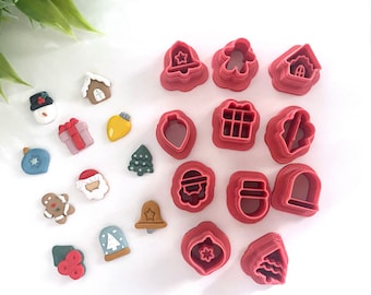 Emporte-pièces de Noël, partie 2 pour pâte polymère | Emporte-pièces des Fêtes | Découpoir Père Noël | Coupe-pain d'épice |  Bonhomme de neige | Emporte-pièce pour ornements | Coupe-cloche
