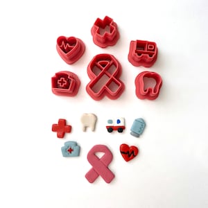 Nurse Polymer Clay Cutters | Health Cutters | Awareness Ribbon Cutters | Tooth Cutter | Ambulance Cutter | Syringe Cutter | Bandage