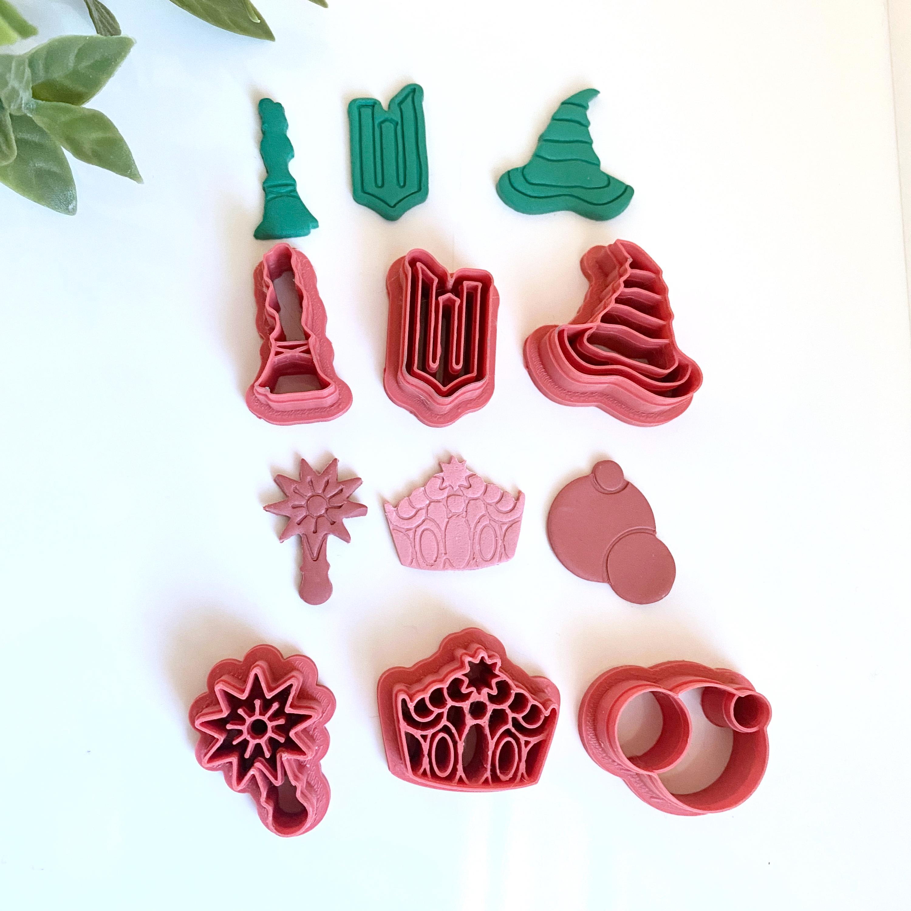 Green and Pink Witch Cutters for Polymer Clay | Wand Cutters | Dangle ...