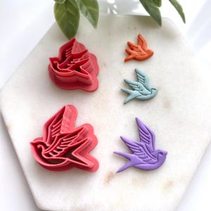 Swallow Bird cutter for Polymer clay, Animal Embossed Dangles